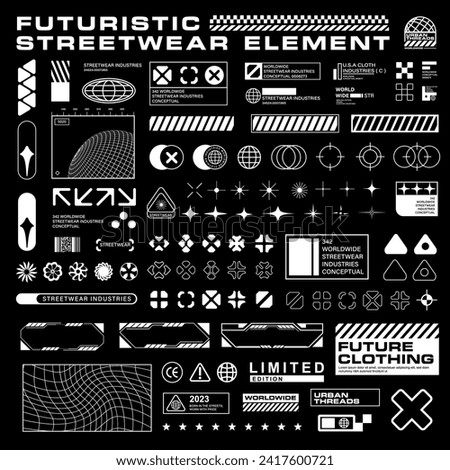 Futuristic streetwear poster element vector graphic design	