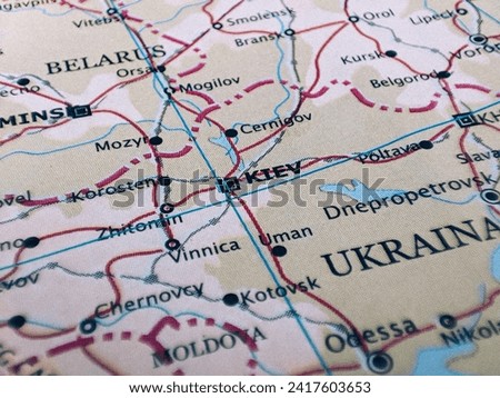 Map of the State of Ukraine and the City of Kiev, Map of Cities within the State of Ukraine Royalty-Free Stock Photo #2417603653