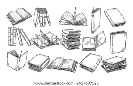 books handdrawn engraving doodle collection