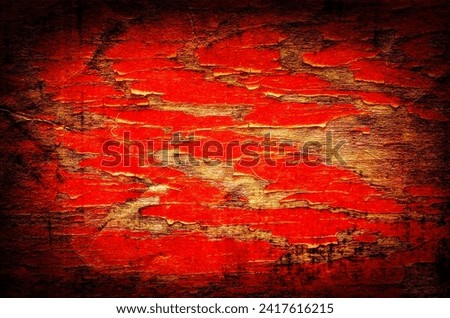 Vignetting Photo of Old Wooden Board with Weathered Red Paint