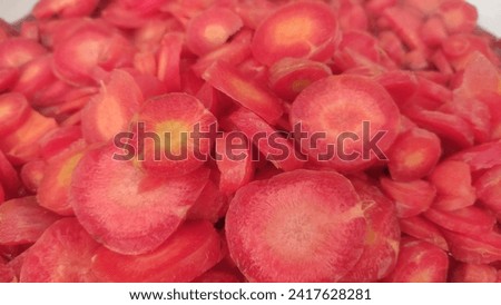 red carrots slices in closeup for stock photo graphy