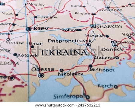 Map of Ukraine City of Kiev, Map of Cities within Ukraine Royalty-Free Stock Photo #2417632213