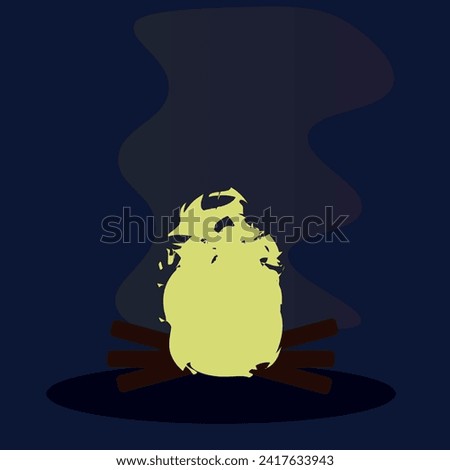 Illustration of a bonfire with fire and smoke rising up