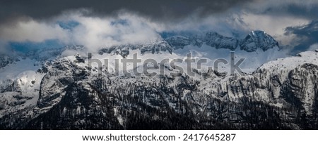 Snow on Mount Canin and Montasio. Spring snow