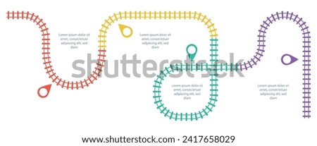 Railroad tracks, railway simple icon, rail track direction, train tracks colorful vector illustrations. Timeline Infographic elements, simple illustration on a white background. Royalty-Free Stock Photo #2417658029