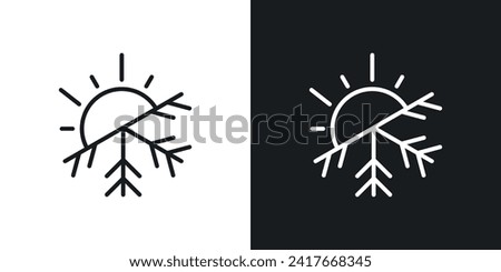 Hot and cold temperature icon designed in a line style on white background.