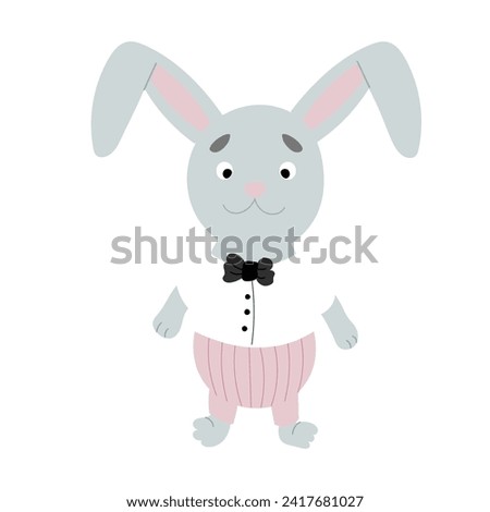 A rabbit in a shirt and a bow tie. Vector illustration.
