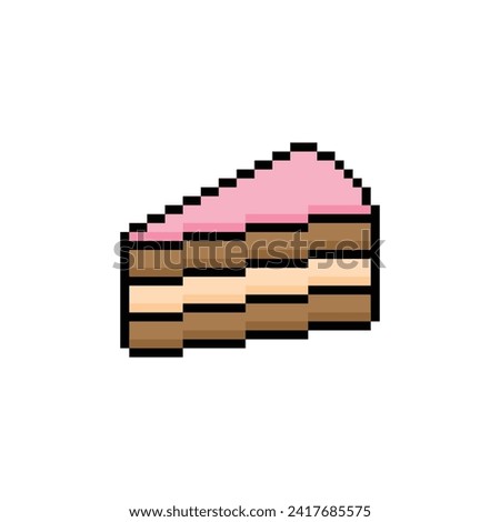 cake icon 8 bit, pixel art  dessert birthday cake icon  game  logo.