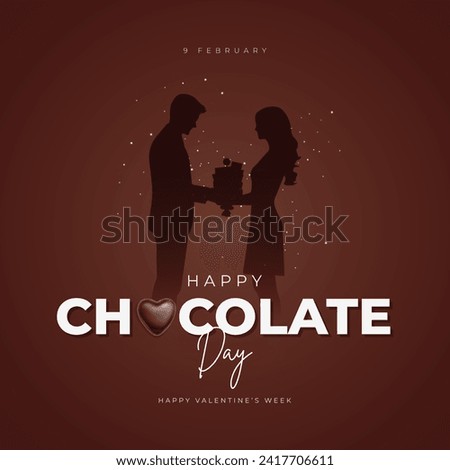 Happy Chocolate Day Post and Greeting Card. 9 February - Chocolate Day of Valentine's Week Vector Illustration