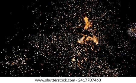 Sparkling light, glittering in the middle of the sky. Made from beautiful fireworks