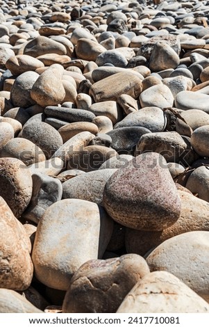 Abstract pebble texture. Background from stones in perspective. Soft focus.