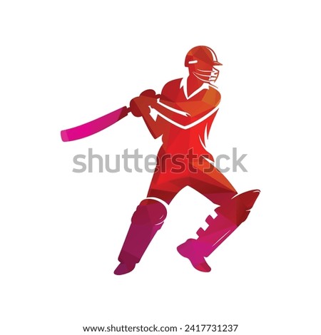 Cricket Player Logo Unique Style Design