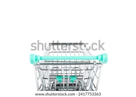 Shopping Cart on White Background: Minimalistic Conceptual Stock Photo