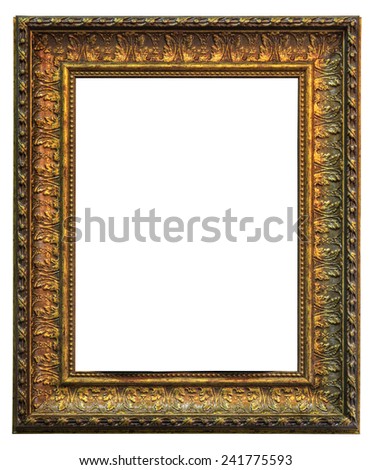 Old carved and gilded frame, isolated on white background