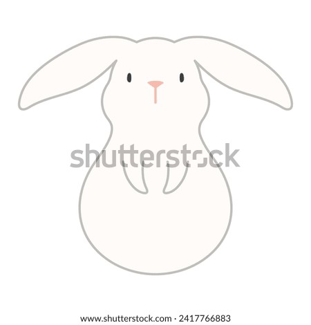 Cute Easter bunny, rabbit, hare cartoon character illustration. Hand drawn style line art design, isolated vector. Holiday clip art, seasonal card, banner poster, element