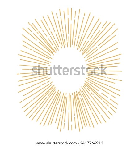 Sun rays, beams, sunburst frame. Hand drawn style line art design, isolated vector. Holiday clip art, seasonal card, banner poster, element