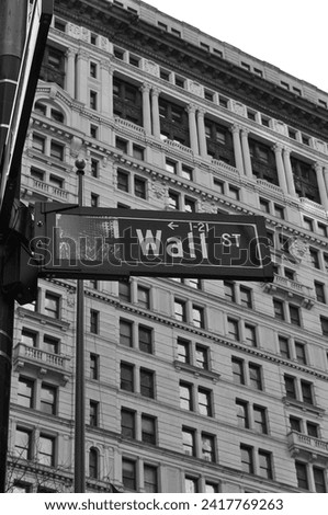 World famous Wall Street in lower Manhattan, NYC. 