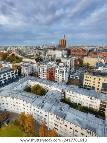 A high angle vertical shot of the Berlin skyline, Germany,