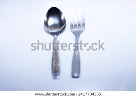 fork, spoon, cutlery isolated on white background,