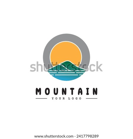 Sun Mountain Logo Icon Design – stock illustration