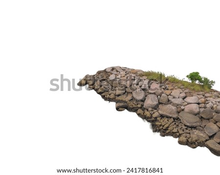 rock waves breakers on the side of the ocean. On white isolated background