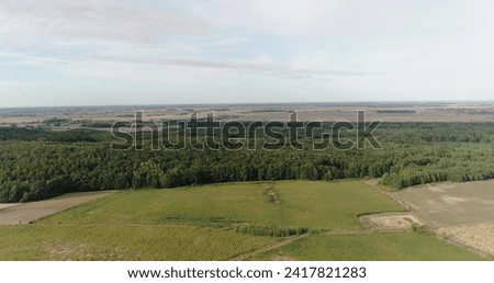 Agriculture Industry - aerial view of agricultural fields and forest. Various Agricultural Fields and Forest View form Above. Drone Vie of Forest.