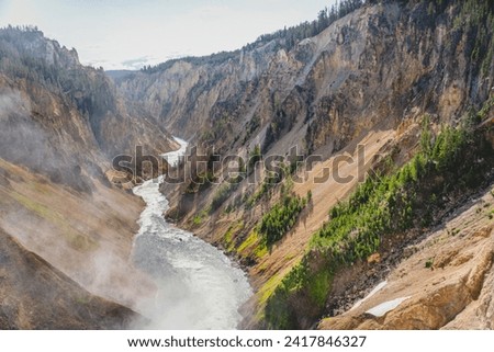 Looking down on the Grand Canyon of the Yellowstone River in Yel