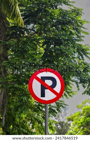 traffic signs parking prohibited. traffic signs with red color. traffic signs red color including prohibition sign. Traffic sign on side street