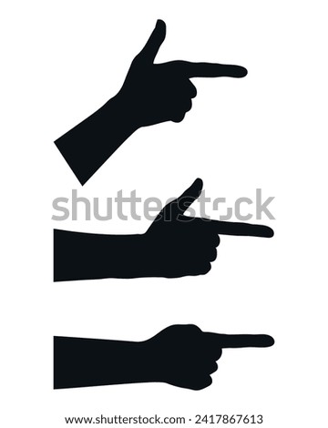 Set of hands with index finger silhouettes. Hand pointing finger. Vector illustration Royalty-Free Stock Photo #2417867613