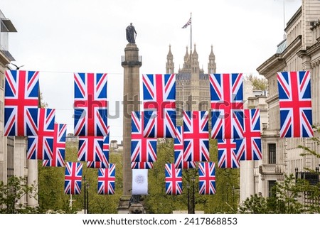 Decorations for the coronation day of King Charles III, 6th May 2023 Royalty-Free Stock Photo #2417868853