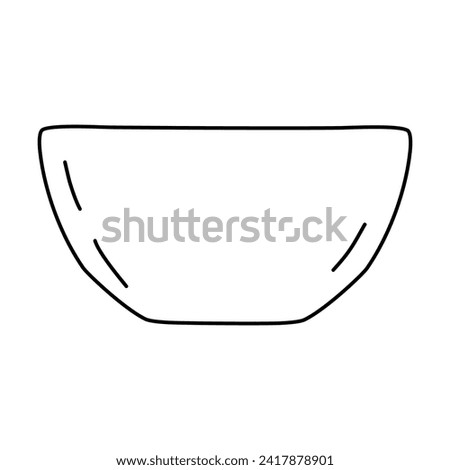 Big kitchen bowl, doodle style flat vector outline for coloring book