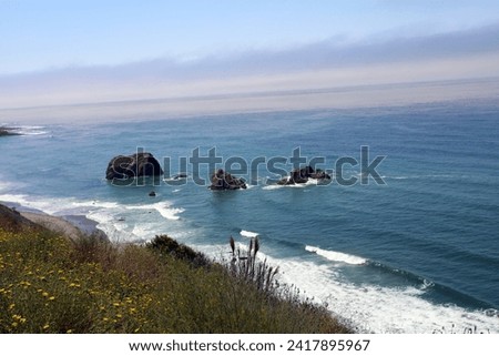 Ocean Coastline over a Cliff Landscape View