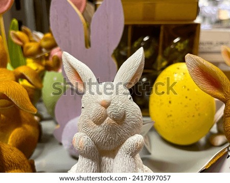 A delightful photograph capturing the festive spirit of Easter with an endearing Easter bunny. 