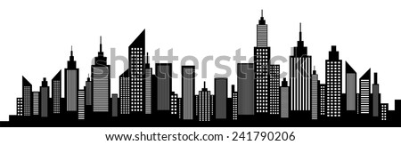 Modern City Skyline Silhouette On White Royalty-Free Stock Photo #241790206