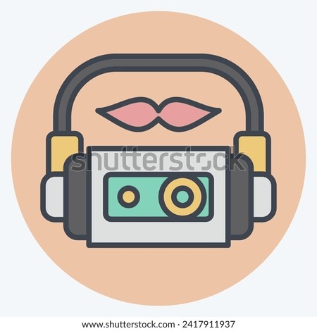 Icon Cassette. related to Hipster symbol. color mate style. simple design editable. simple illustration