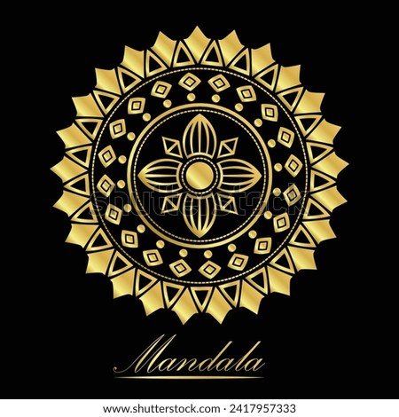 Multipurpose golden, luxury zentangle mandalas, Mandala for henna, mehendi, tattoo, Decorative ethnic ornamental elements, Oriental patterns. Black background. Vector illustration.