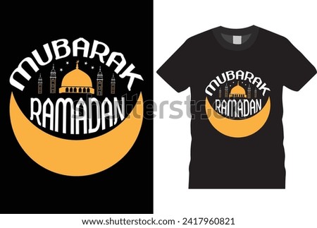 Ramadan Mubarak Islamic Typography, calligraphy, Lettering t-shirt design for t-shirt, cards, frame artwork, bags, mugs, stickers, tumblers, phone cases, print etc.