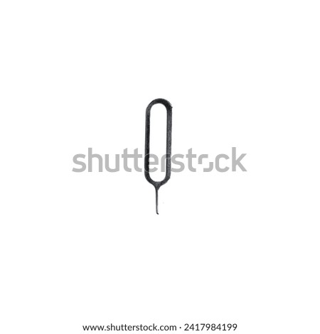 Strange silver sim eject pin made of iron isolated on white background Royalty-Free Stock Photo #2417984199
