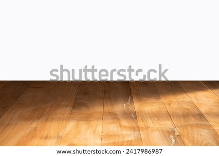 Wooden floor, white backdrop for product placement and letter signs