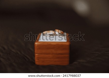 Two gold wedding rings for brides as a symbol of eternity. Everything is ready for the wedding ceremony. An offer of a hand and a heart