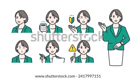 Business woman simple vector icon illustration set material Royalty-Free Stock Photo #2417997151
