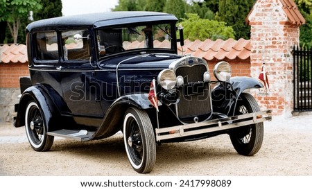 Old classic vintage car isolated, retro antique automobile  Royalty-Free Stock Photo #2417998089