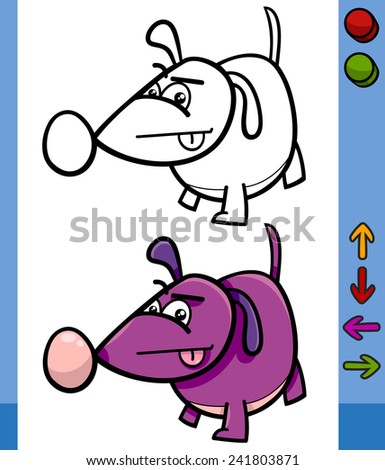 Cartoon Vector Illustration of Funny Dog Animal Character with Buttons for Application or Video Game