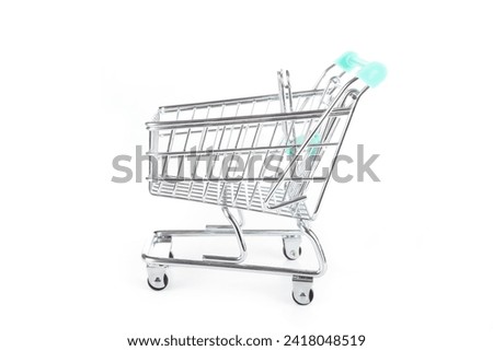 Shopping Cart on White Background: Minimalistic Conceptual Stock Photo