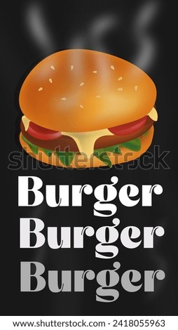 Cheese burger in 3d illustration for menu, poster, web. Premium vector