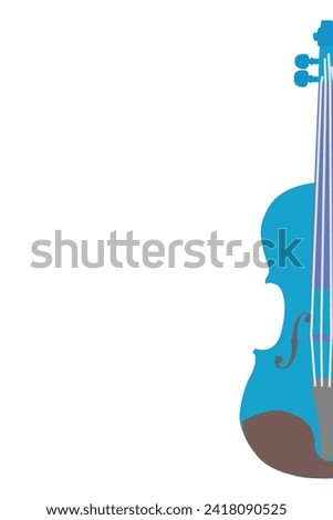 Beautiful blue violin color. Instrument orchestra string fiddle music.Clipart flat design.Isolate on white background.Vector illustration. Design element for music event,poster,banner,logo,print,deco.