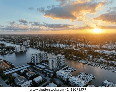 A sunset shot over the intracoastal waterway in Delray Beach Florida.  Royalty-Free Stock Photo #2418091579