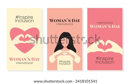 IWD Inspire Inclusion 2024 set of card. International Women s Day Royalty-Free Stock Photo #2418101541