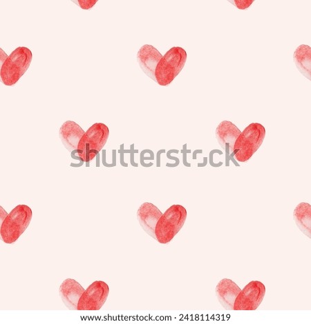 seamless pattern with watercolor hearts on a beige background Royalty-Free Stock Photo #2418114319