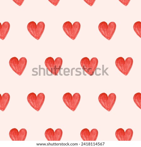 seamless pattern with red hearts on a beige background Royalty-Free Stock Photo #2418114567